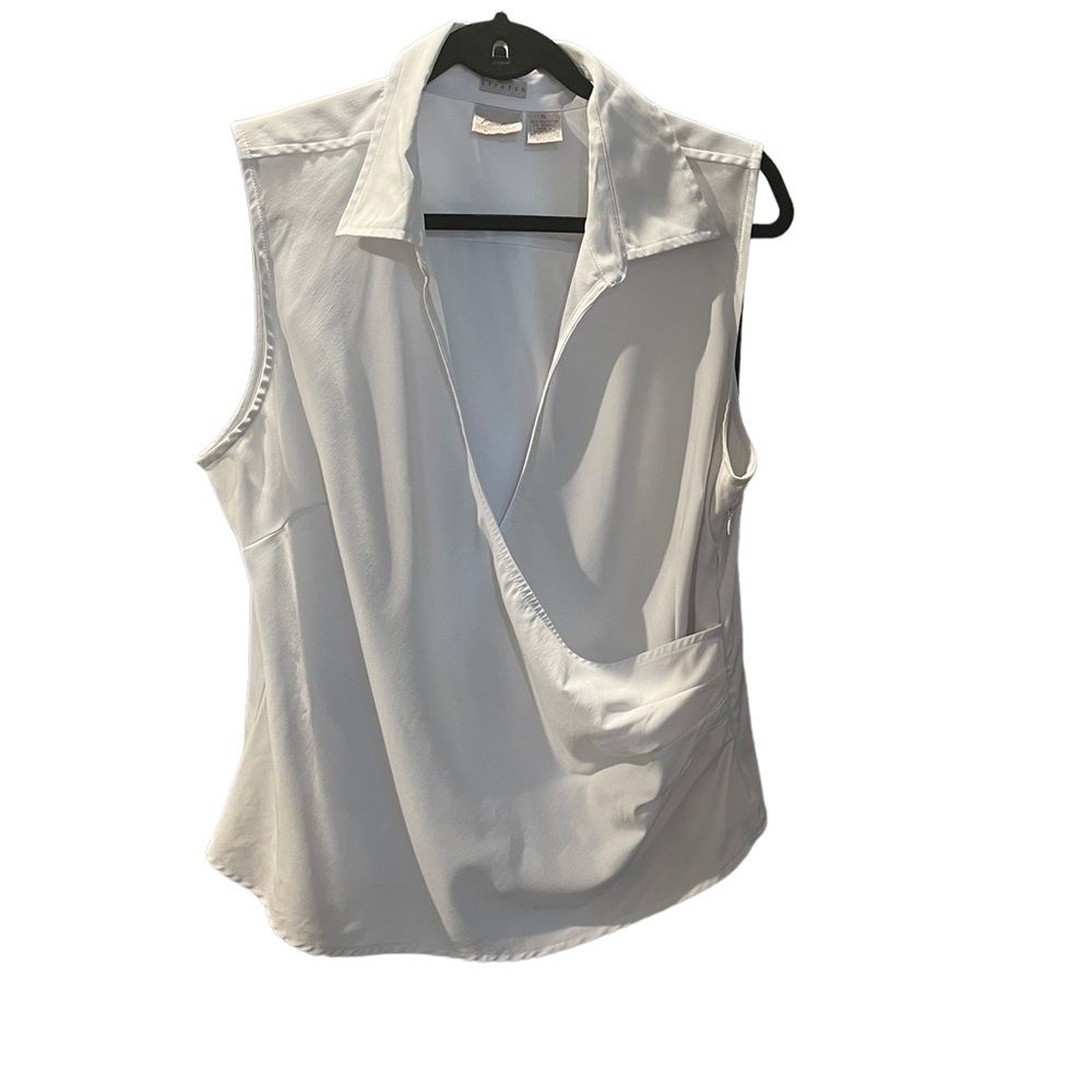 *NFS*Fiorlini International White Faux Wrap Sleeveless Top XL